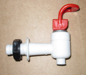 Кран кулера (внешняя резьба, красный) горячая вода с гайкой (KL003)