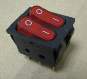 Рокерный переключатель KCD4-2101N-C3-R/6P on-off (2-х клавишный) (красный)