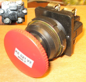 Кнопка КЕ021 исполнение № 1, красная N/C , толкатель грибовидный, 660V/10A, 440V/10A (аналог)