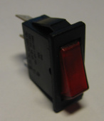 Рокерный переключатель C5503AL-NAB (узкий, черный, подсветка красная) (Arcolectric)