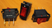 Рокерный переключатель YSR9-11-B/N On-Off с индикацией, красный (16/20A 250/125V) (1-й, сред., узкий