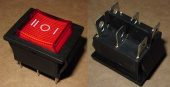 Рокерный переключатель RS-203-1C on-off-on красный (20A/125VAC, 15A250VAC DPDT 6P)