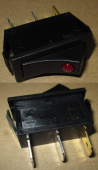 Рокерный переключатель SR32N черный / красный on-off (10A / 250V)