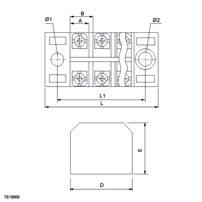 Клеммная колодка винтовая с крышкой TB-10006 (600В, 100А)