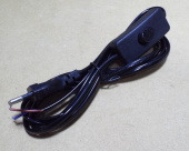 Сетевой шнур 1,8м, сечение 2х0,75 (черный, с выключателем) 