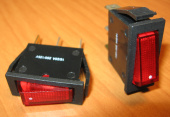 Рокерный переключатель YSR15-11-3/N-A On-Off с индикацией, красный (16/20A 250/125V)