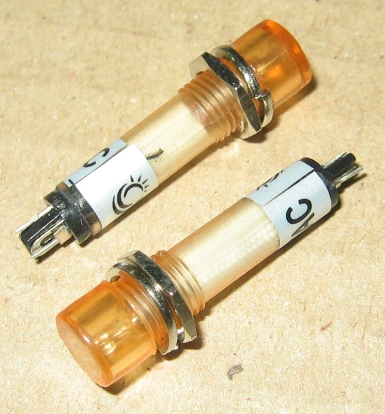 Индикатор (Лампочка неоновая в корпусе) N-814-Y 220V (желтая) D=8мм