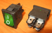 Рокерный переключатель MIRS-201(A) on-off зеленый (6.5A/250V, 13A/125V AC)