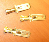 Клемма ножевая неизолированная, Фастон ("папа") DJ611-6.3A-C (на провод)