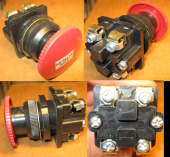 Кнопка КЕ021 исполнение № 3, красная N/O, толкатель грибовидный, 660V/10A, 440V/10A (аналог)