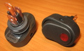 Рокерный переключатель ASW-20D-2 черный (ON-OFF) 20A 12V !!! DC (WITH LAMP) SPST 3P (с подсветкой, с