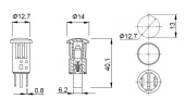 Индикатор (Лампочка неоновая в корпусе) MDX-14 220V (зеленый) D=12,7мм (107589)