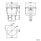 Рокерный переключатель IRS-101-9C on-off красный ((АС) - 125/ 250; (DC) - 12 В)((АС) - 13/ 6,5; (DC) - 35 А) (109855)