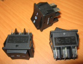 Рокерный переключатель YSR7-23-C On-Off-On без индикации, черный (16/20A 250/125V) (1-й, широкий)